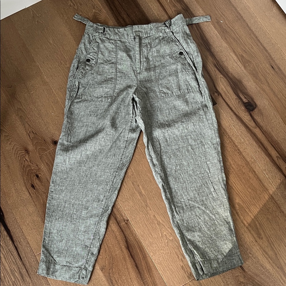 Athleta Voyager Linen Pant in Aspen Olive Green - Size 10 - NWOT - Picture 4 of 11
